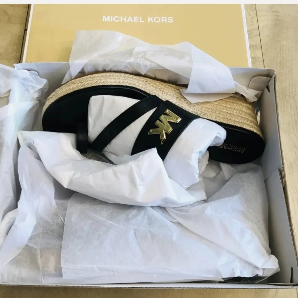 Michael Kors Sidney Espadrille Wedge Sandals Black Size US 10 M - Picture 12 of 12